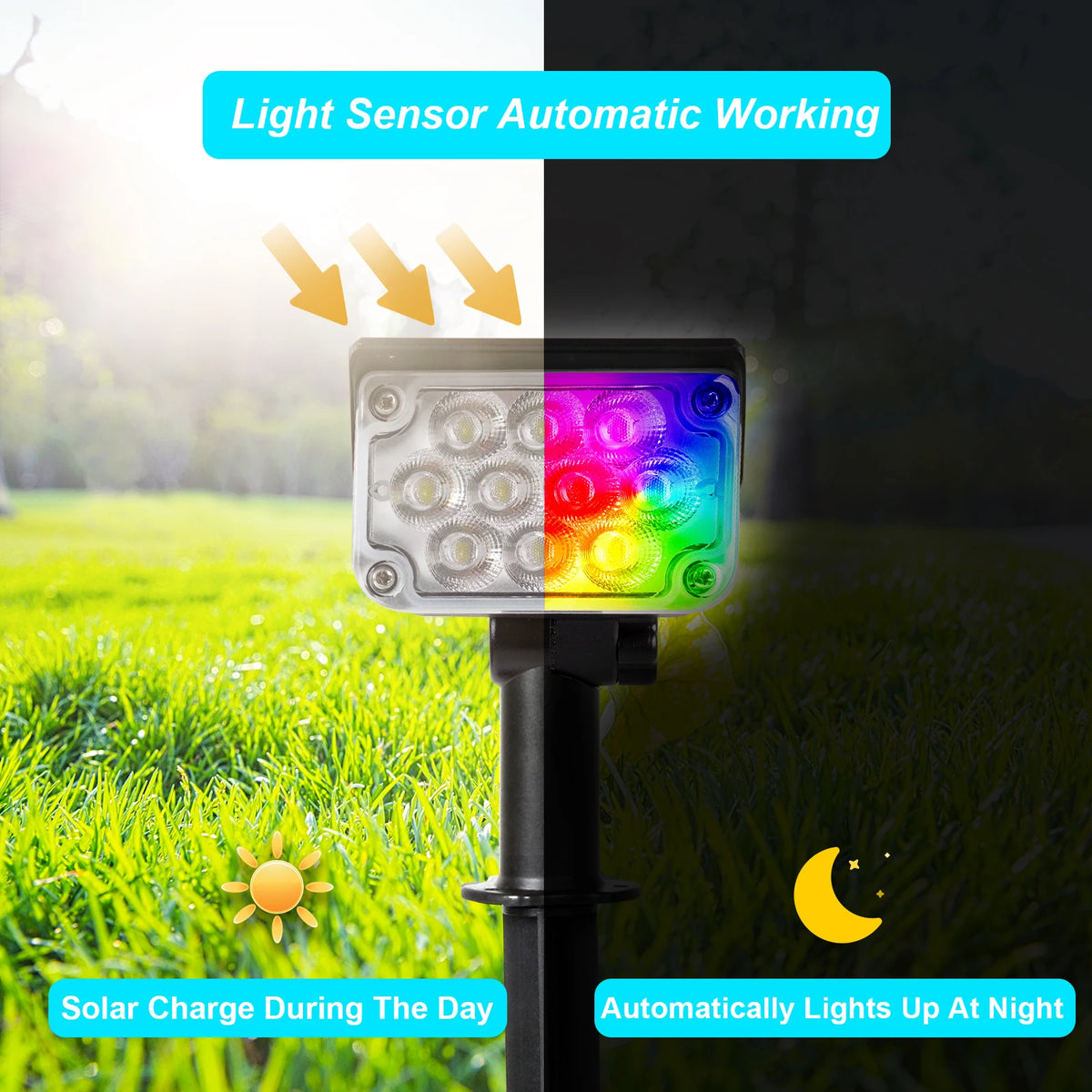 T-SUNRISE Solar Powered Adjustable LED Garden Spotlight Lights