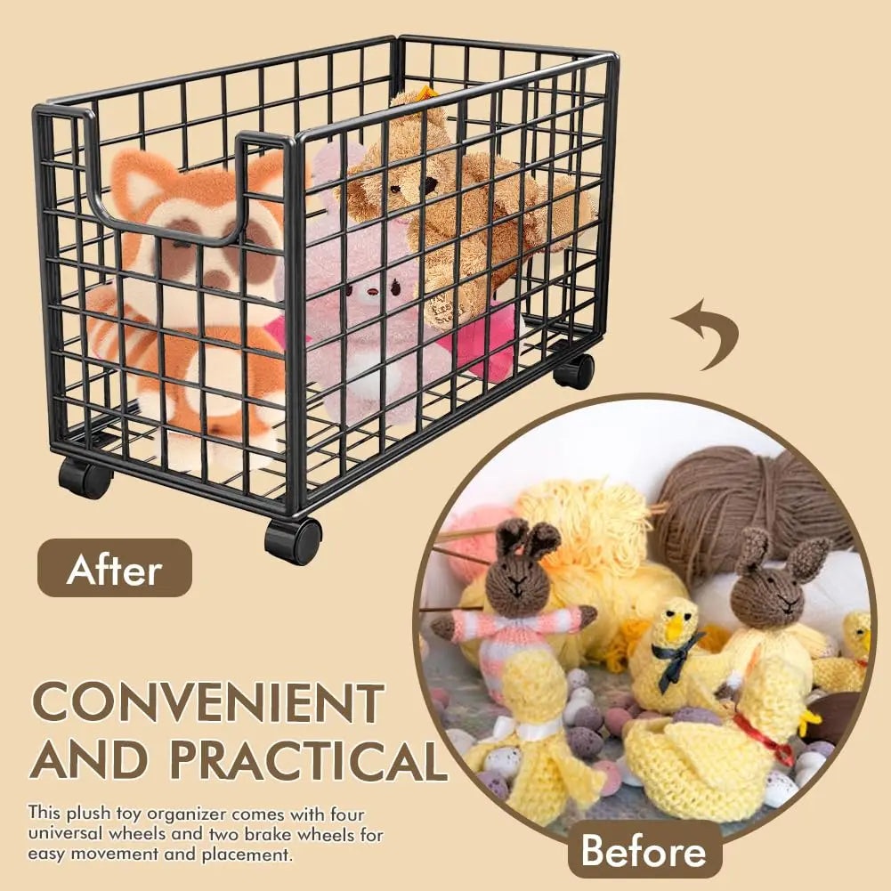 Rolling Metal Mesh Laundry Hamper With Locking Swivel Wheels
