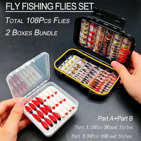 Fly Fishing Flies Assortment Kit With Dry And Wet Flies