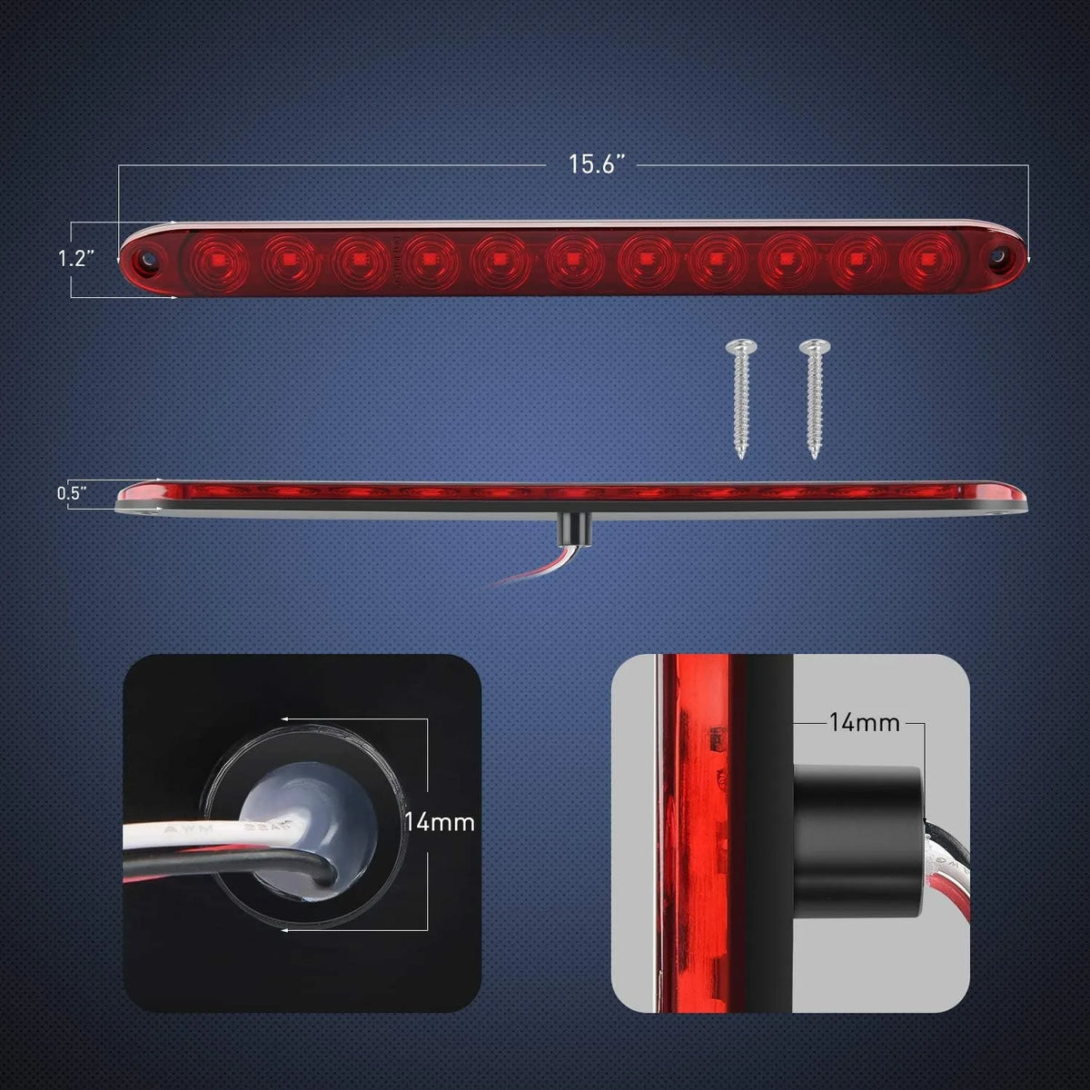 Nilight LED Trailer Light Bar for Stop Turn Brake Signals