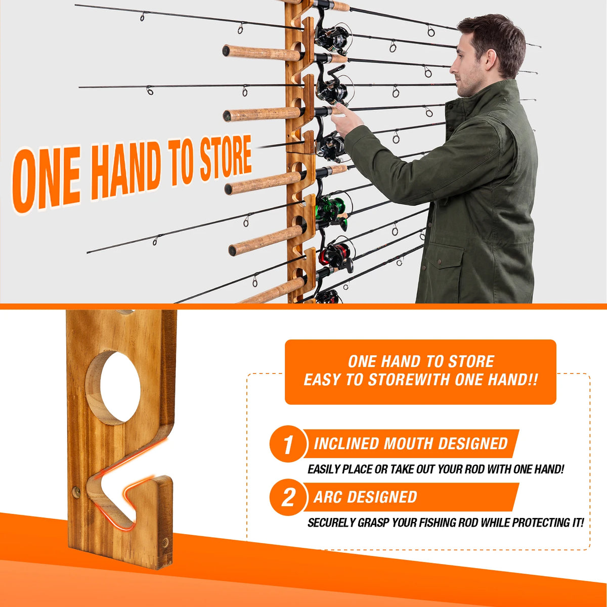 Ghosthorn Fishing Rod Rack Ceiling Mount Storage Organizer