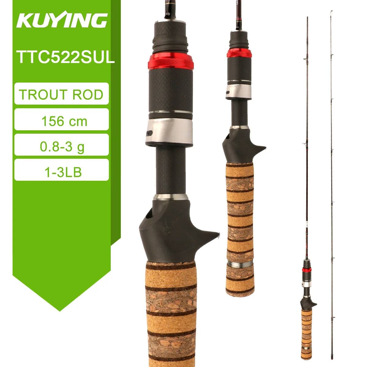 KUYING TETON Carbon Spinning and Casting Fishing Rods for Lures