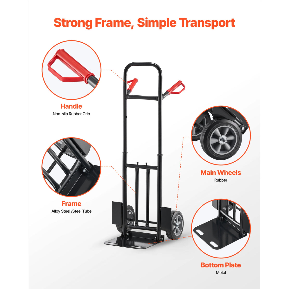 SucceBuy Heavy Duty 600 Pound Capacity Hand Truck With Wheels