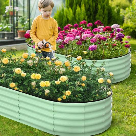 HiMISS Galvanized Steel Raised Garden Bed Planter Boxes