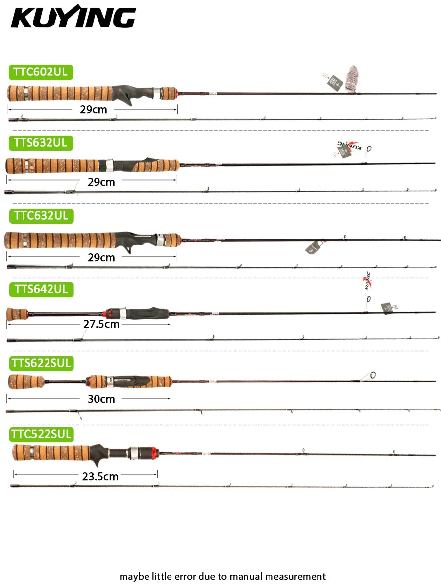 KUYING TETON Carbon Spinning and Casting Fishing Rods for Lures