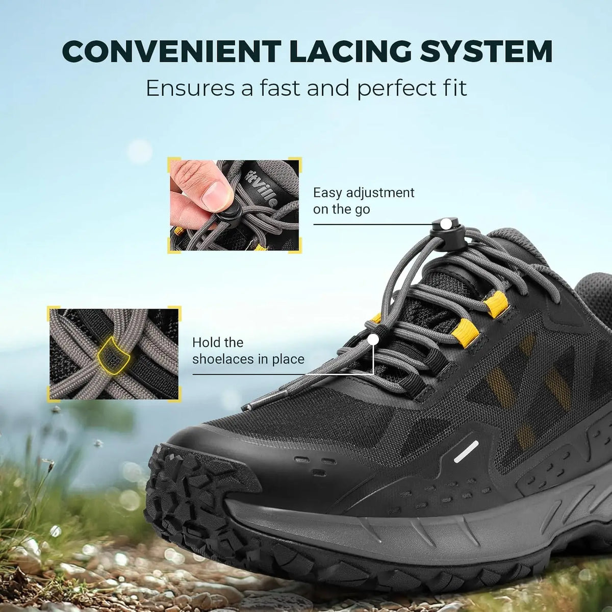 FitVille Men's Waterproof Hiking Shoes With Non Slip Traction