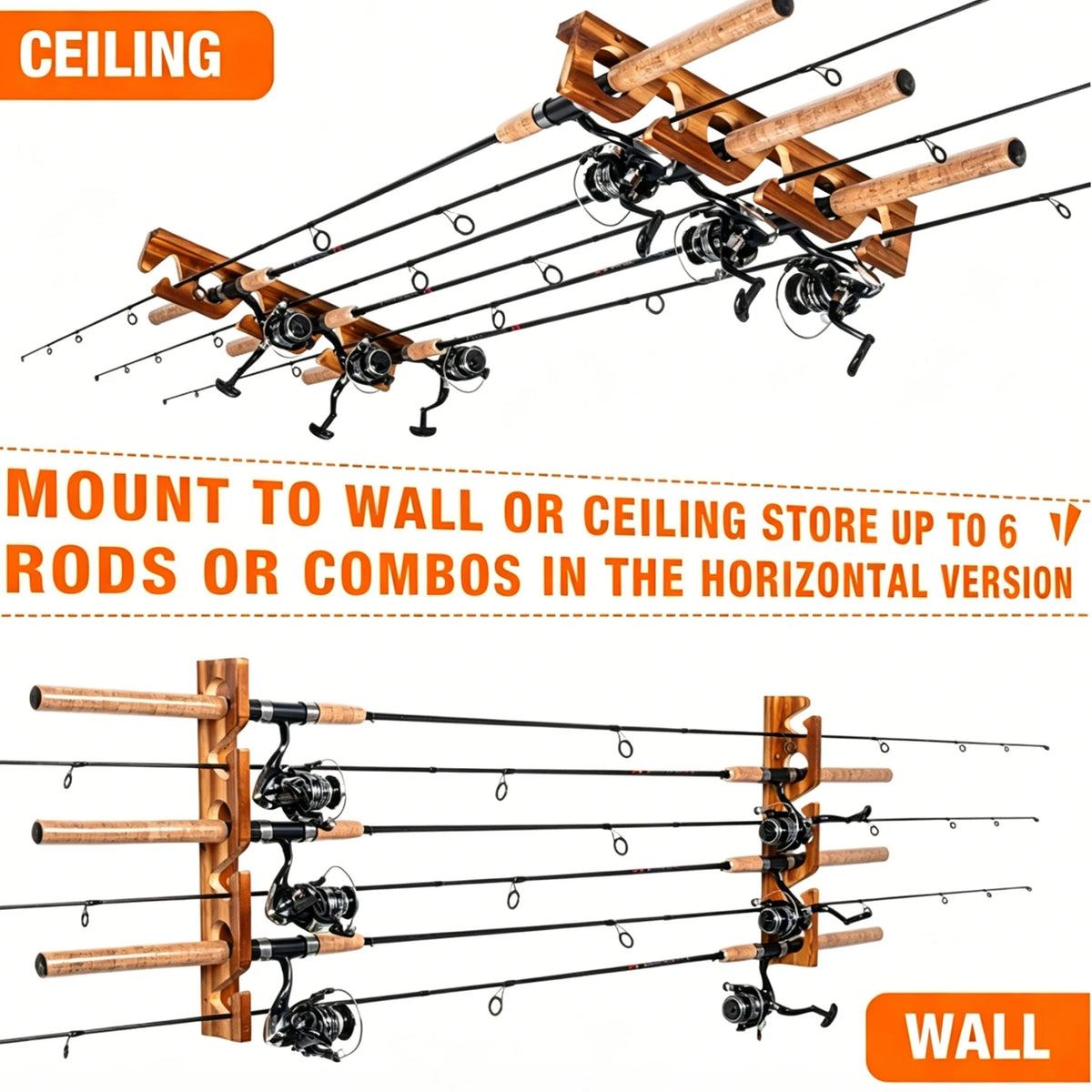 Ghosthorn Fishing Rod Rack Ceiling Mount Storage Organizer