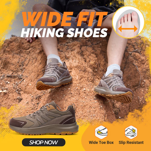 FitVille Men's Wide Toe Box Hiking Shoes With Arch Support
