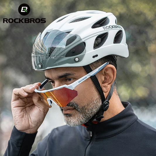 ROCKBROS Integrated Cycling Helmet With Goggles For Road And MTB