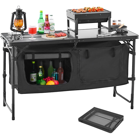 SucceBuy Portable Camping Kitchen Table And Outdoor Cooking Station