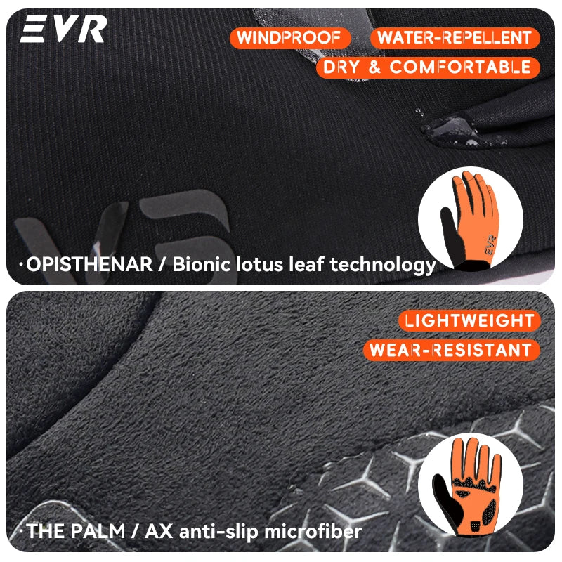Winter Fleece Cycling Gloves Windproof Thermal Full Finger for Riding