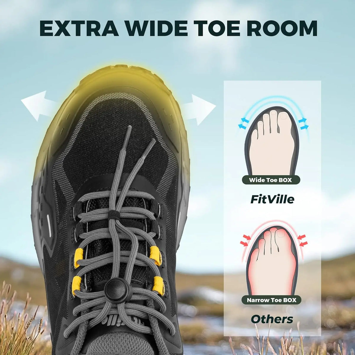FitVille Men's Waterproof Hiking Shoes With Non Slip Traction