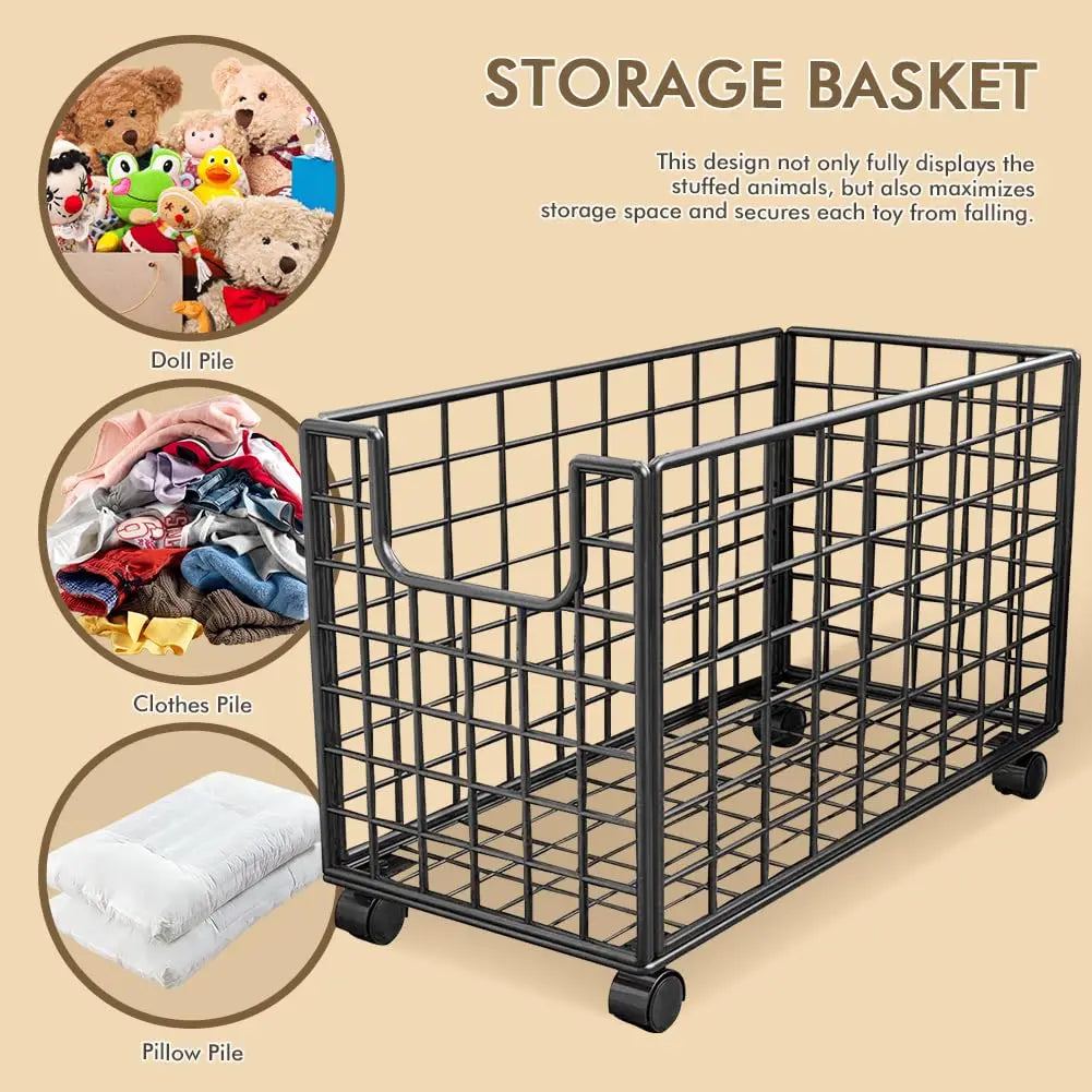 Rolling Metal Mesh Laundry Hamper With Locking Swivel Wheels