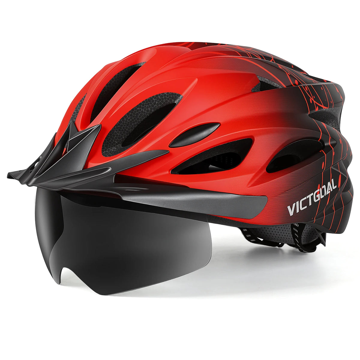 VICTGOAL Cycling Helmet With Magnetic Goggles Visor And LED Light