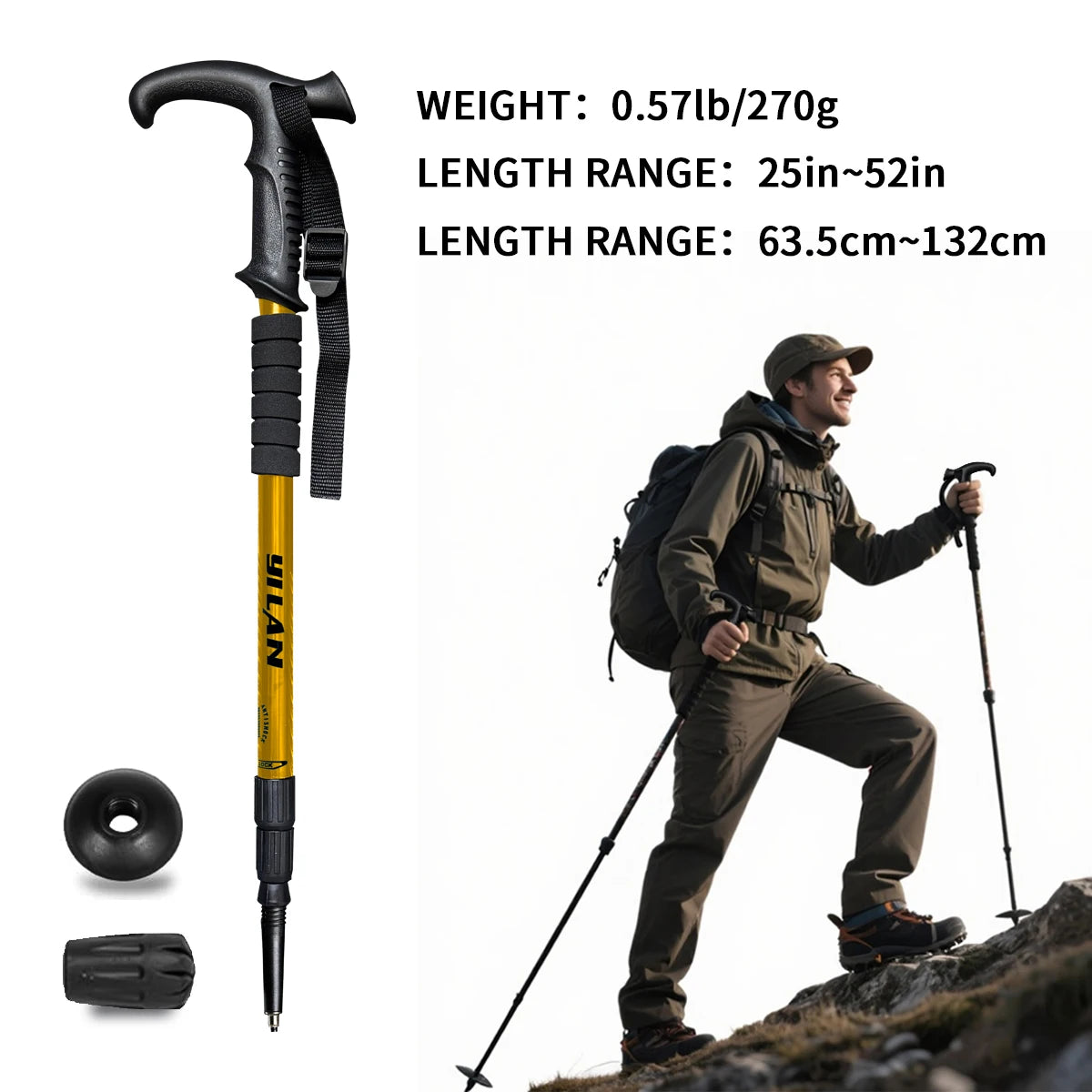 Ultralight Aluminum Hiking Poles With Shock Absorption And Fast Locking