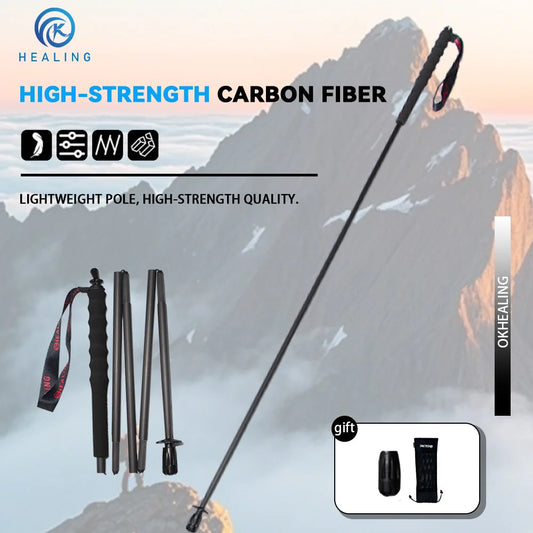 OKHEALING Foldable Carbon Fiber Trekking Poles for Hiking and Walking
