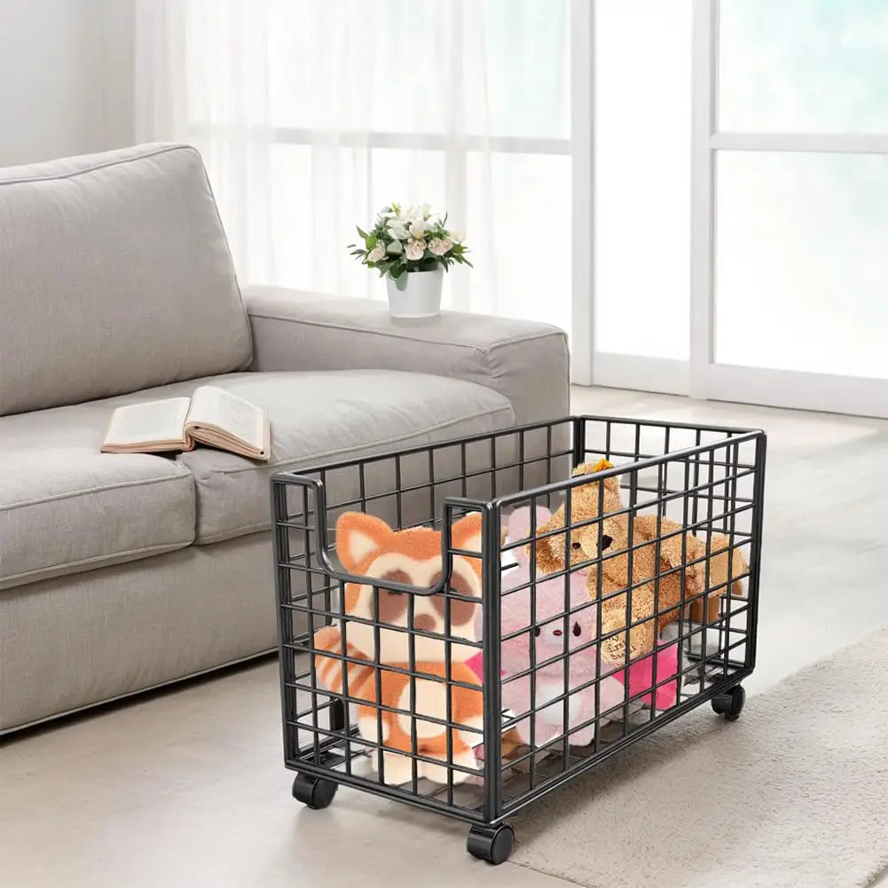 Rolling Metal Mesh Laundry Hamper With Locking Swivel Wheels