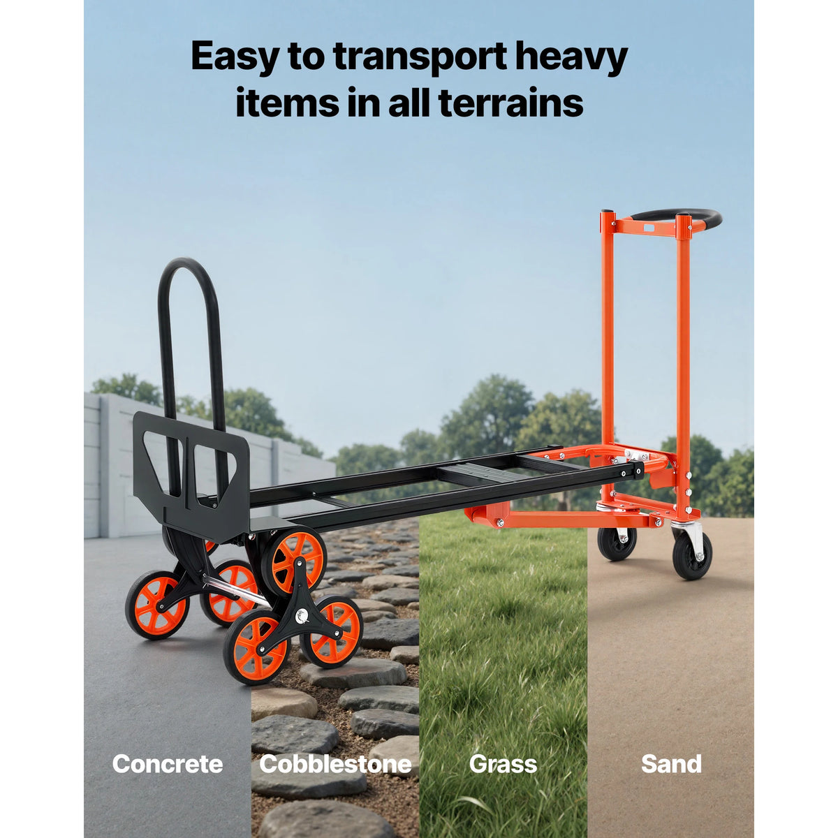 SucceBuy 3 In 1 Convertible Stair Climbing Industrial Utility Cart