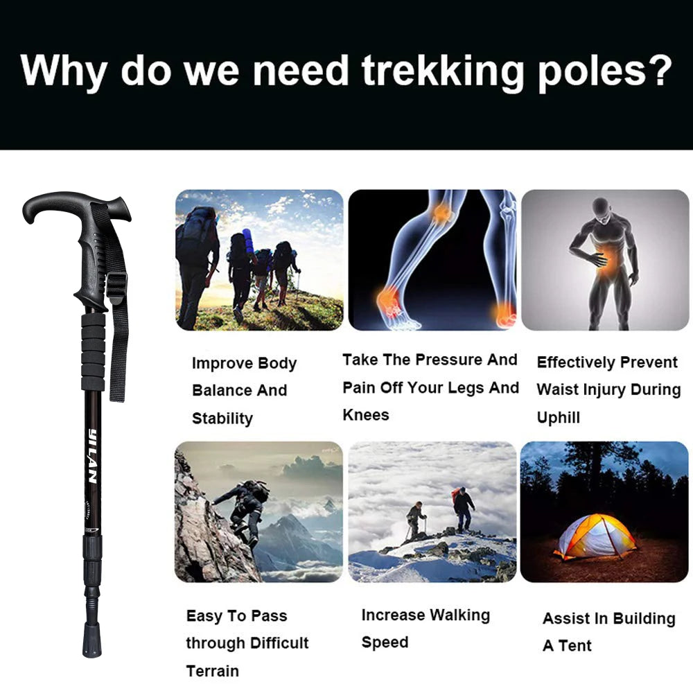 Ultralight Aluminum Hiking Poles With Shock Absorption And Fast Locking