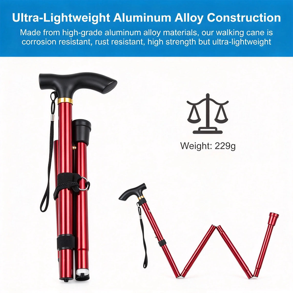 Adjustable Folding Trekking Pole for Hiking, Travel, and Walking Support