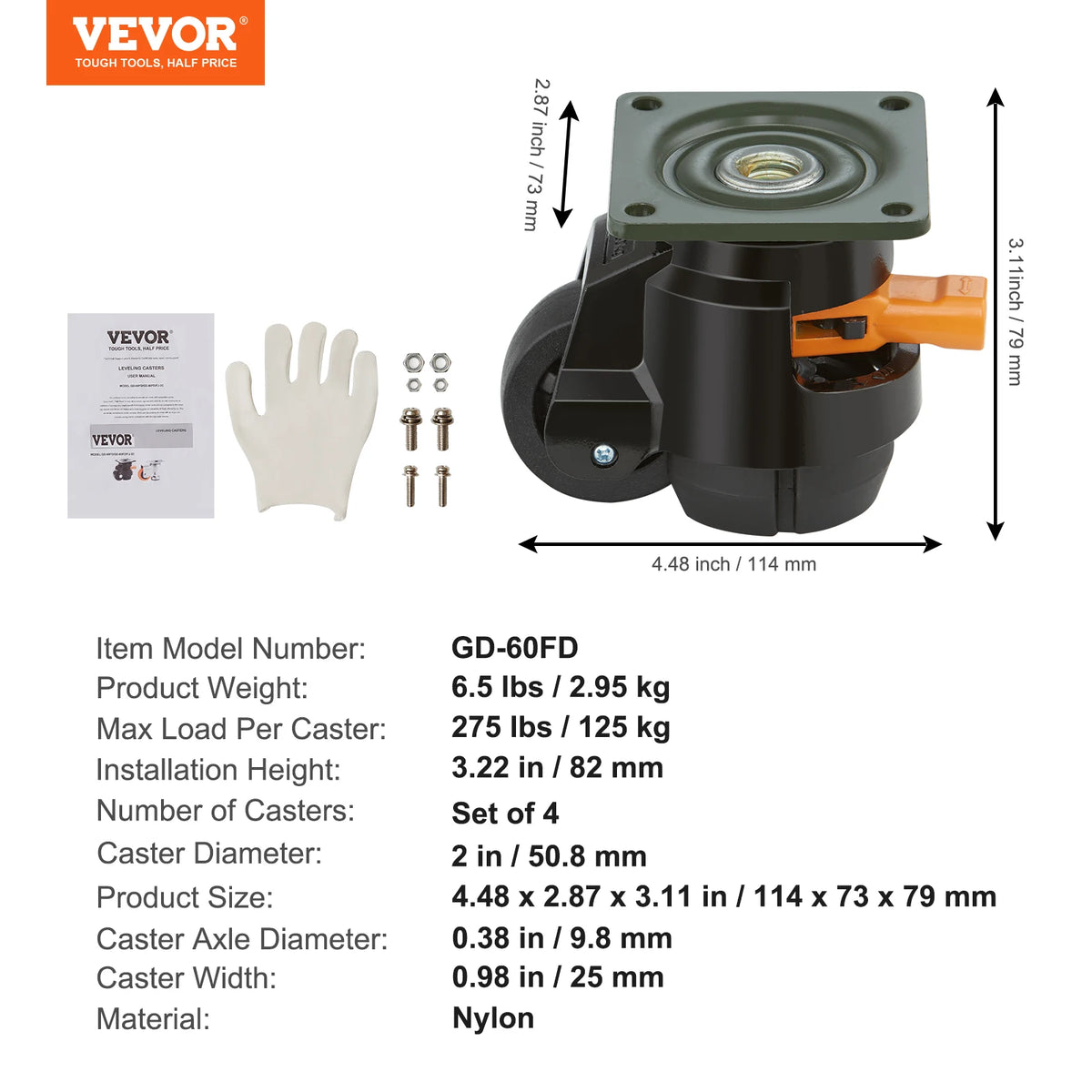 SucceBuy Heavy Duty Leveling Casters with Adjustable Feet for Workbenches