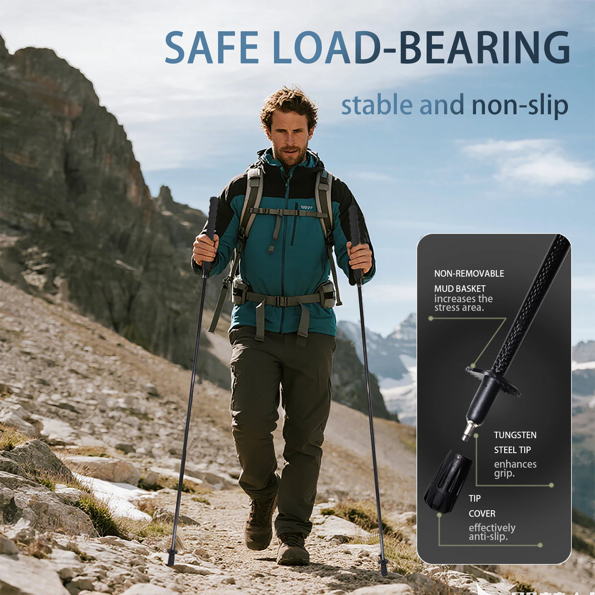 OKHEALING Foldable Carbon Fiber Trekking Poles for Hiking and Walking