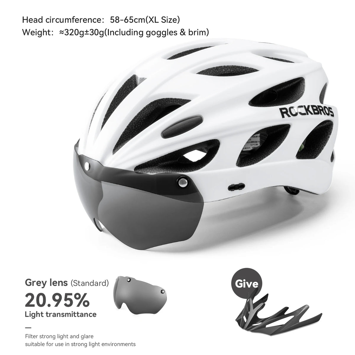 ROCKBROS Integrated Cycling Helmet With Goggles For Road And MTB