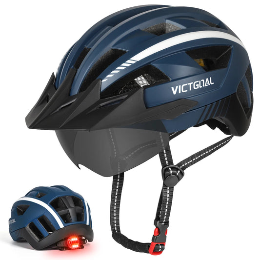 VICTGOAL MTB Bike Helmet With Goggles And Rear Safety Light