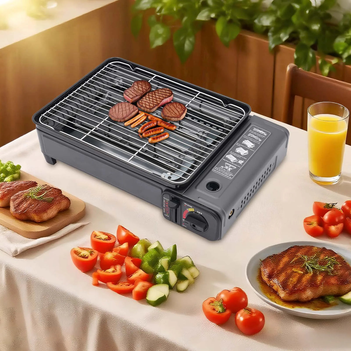 Bymaocar Portable Butane Camping Grill Stove For Outdoor Barbecue