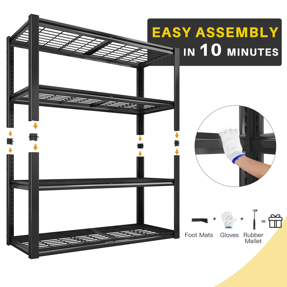 Sarenzoon Heavy Duty Four Shelf Metal Garage Storage Rack