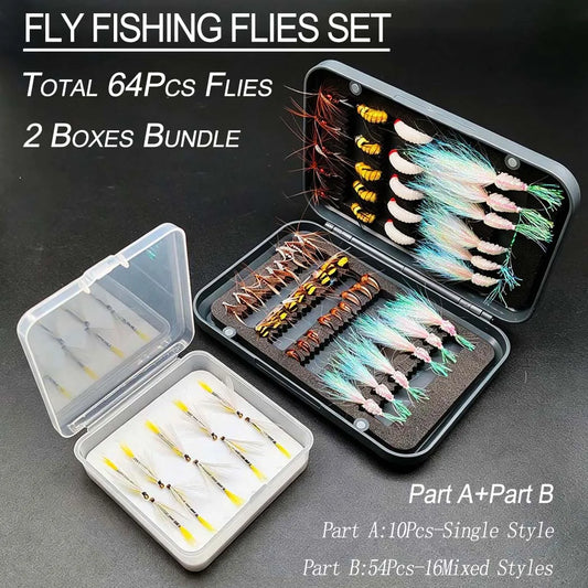 Fly Fishing Flies Assortment With Dry Wet And Nymph Lures