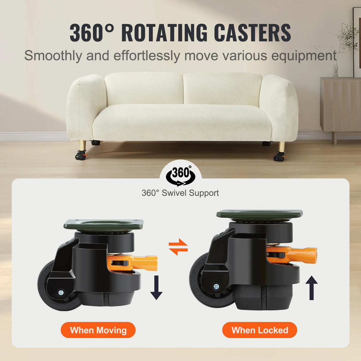 SucceBuy Heavy Duty Leveling Casters with Adjustable Feet for Workbenches